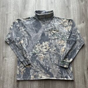 Vintage Sasquatch Camo Long Sleeve Turtleneck Pocket T Shirt Mens XL Tree